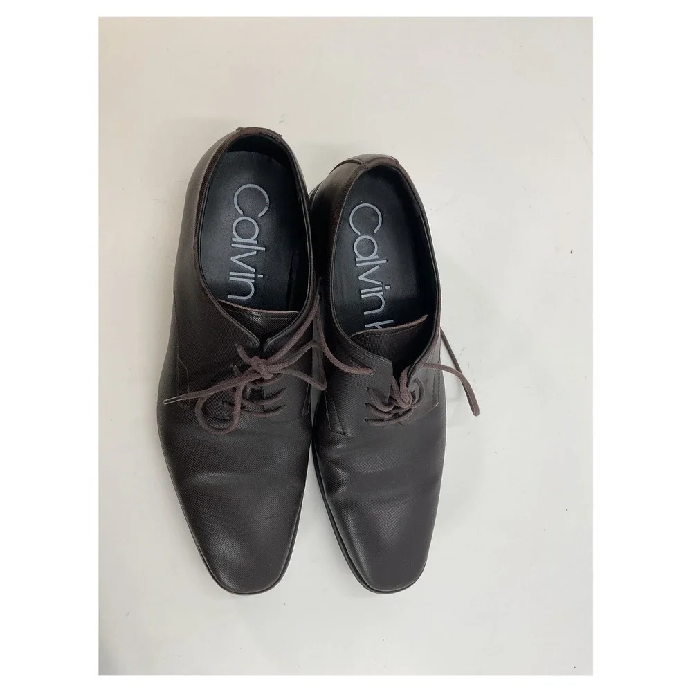 Calvin Klein Ramses Men's Brown Leather Derby Dress Shoes Size‎ 11